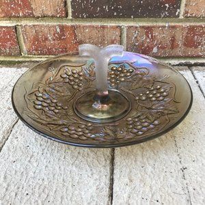 Mid Century Hordeurves Serving Tray Carnival Glass